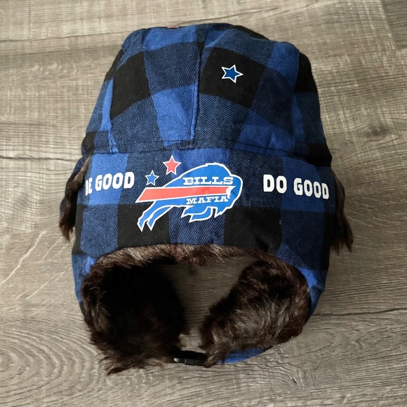 Buffalo Bills Fur Flannel Plaid Trapper Hat - Picture 3 of 12